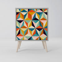 SIDEBOARD TESSELATE TREASURES, Grau, 57,5x42x77,5 cm, Schräge Buchenholzfüße - Buchefarben/Multicolor, Holzwerkstoff/Buchenholz (57.5/77.5/42cm) - SpaceRebels