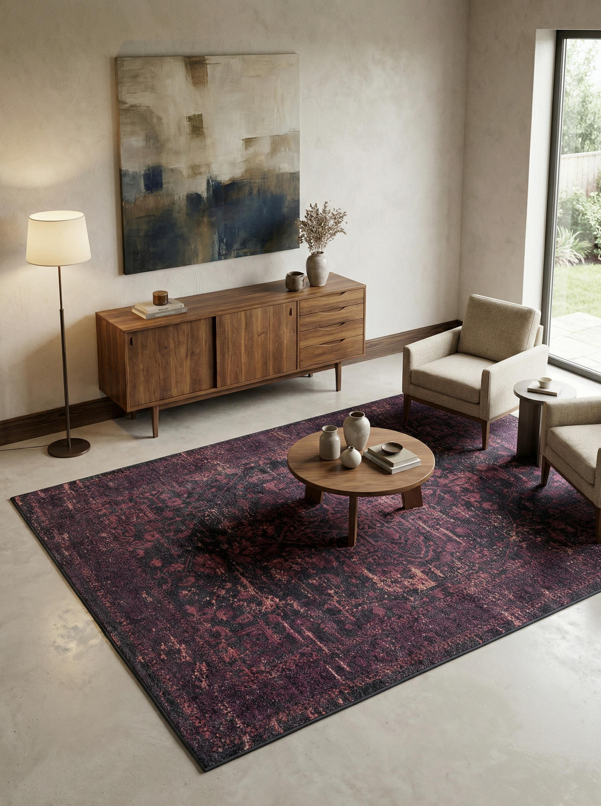 TEPPICH Waschbar Flachgewebe Vintage Look Polyester Wohnzimmer Rot Rechteckig 200x290 - Rot, Textil (200/290cm) - KADIMA DESIGN