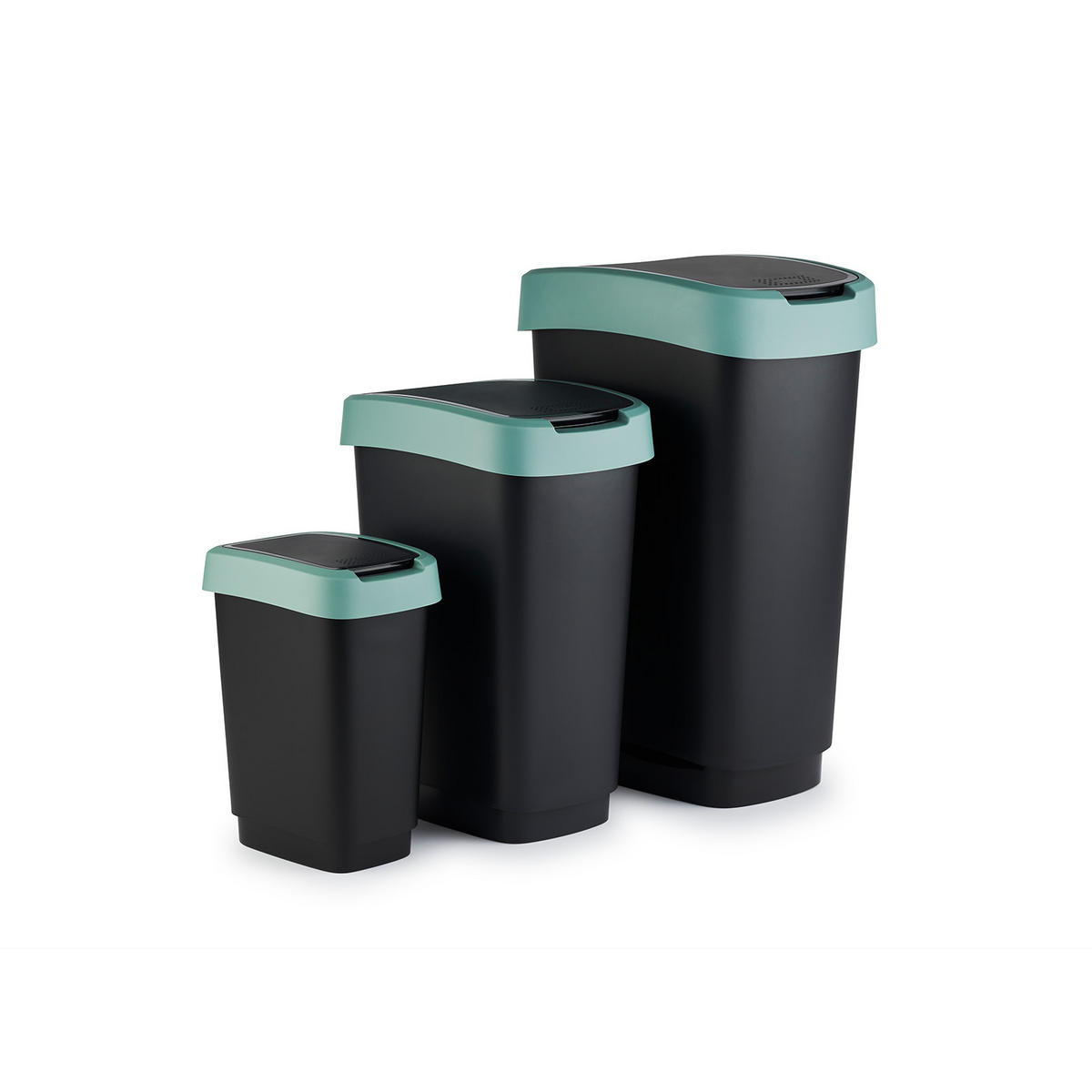 MÜLLEIMER 10 Liter 33x18x24,8 cm Kunststoff Schwarz-Grün - Schwarz, Kunststoff (18.1/33/24.8cm) - PROREGAL