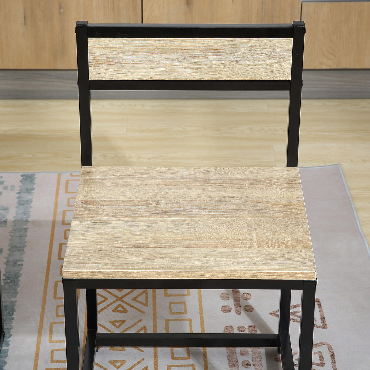 ESSTISCH-SET mit 2 stühlen DE-10022 Eiche/Schwarz - Eichefarben, Holzwerkstoff (47/76/90cm) - ComfortXL
