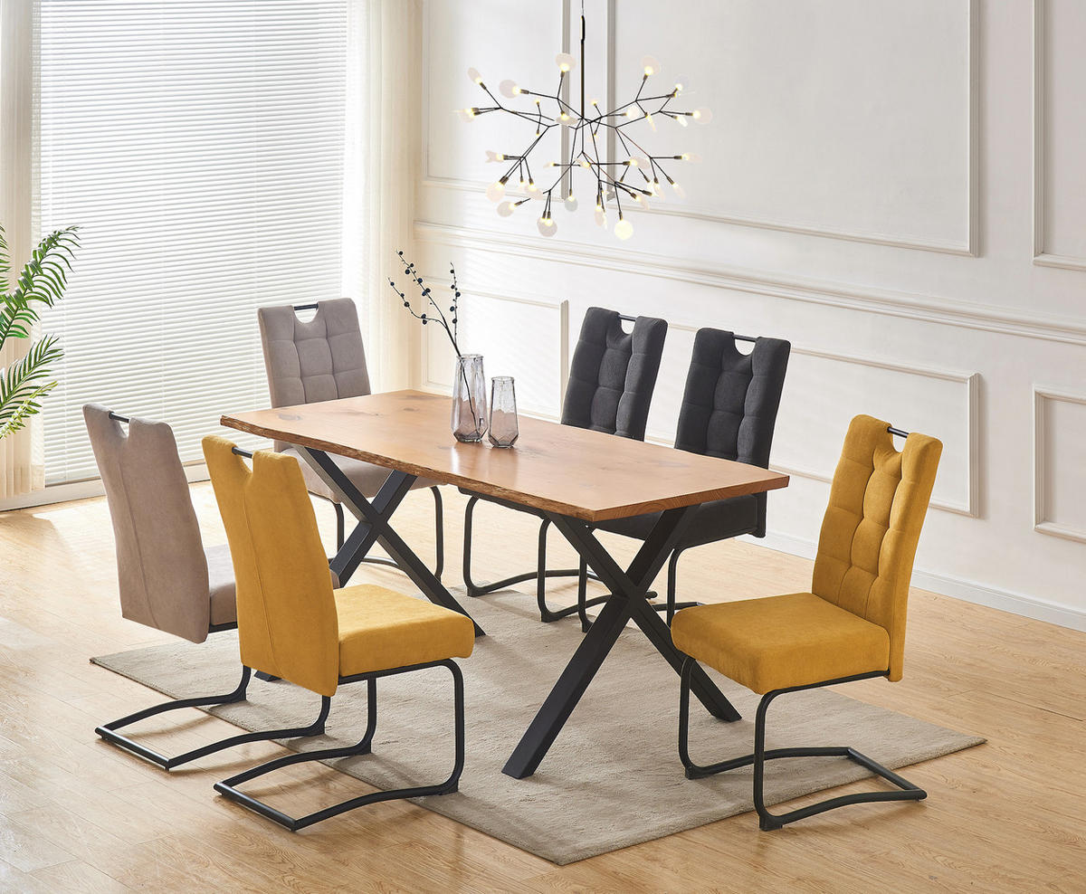 SCHWINGSTUHL SOFIA Gelb 2 Stück - Gelb, Textil/Metall (48/97/60cm) - B&D Home