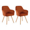 STUHL mit Armlehnen 2er-Set - Samt & Metall in Holzoptik - Terracotta - ELEANA - Braun, Textil (58/85/56cm) - Vente-Unique