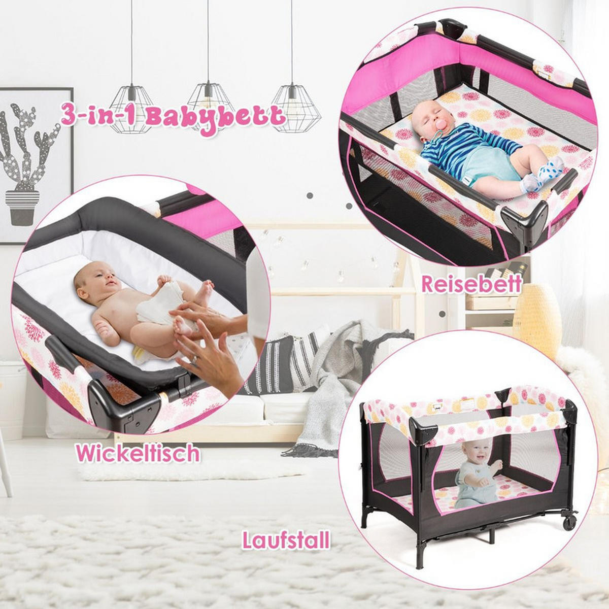 REISEBETT klappbares rot - Rot, Textil - COSTWAY