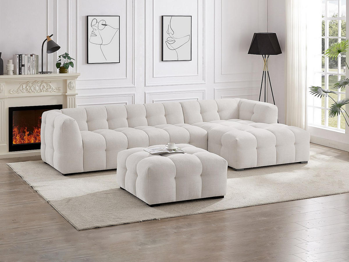 SOFA - 5 Personen - stoff - beige Dilome - Beige, Textil (314/68/168cm) - Vente-Unique