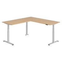 ECKSCHREIBTISCH elektrisch höhenverstellbar L-Form 220/200/74 cm in Eichefarben/Silberfarben - Eichefarben/Silberfarben, Holzwerkstoff (220/200/74cm) - bümö