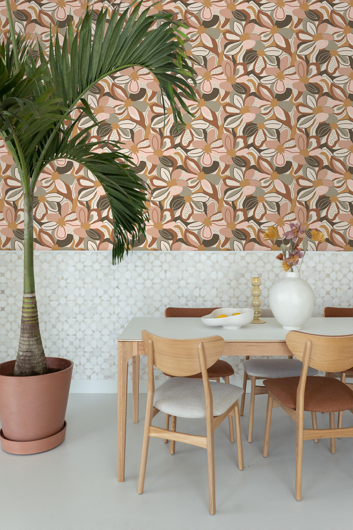 TAPETE Blumenmuster 50 x 900 cm - Terracotta, Papier (50/900cm) - ESTAhome