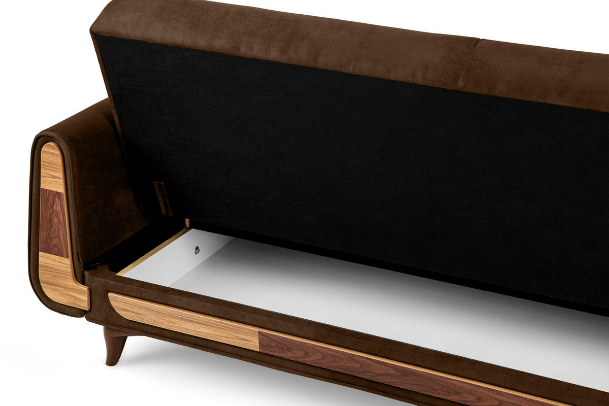 3-SITZER-SCHLAFSOFA GUSTAVO II mit Armlehnen, Dunkelbraun - Dunkelbraun, Holz/Holzwerkstoff (230/98/98cm) - KONSIMO®