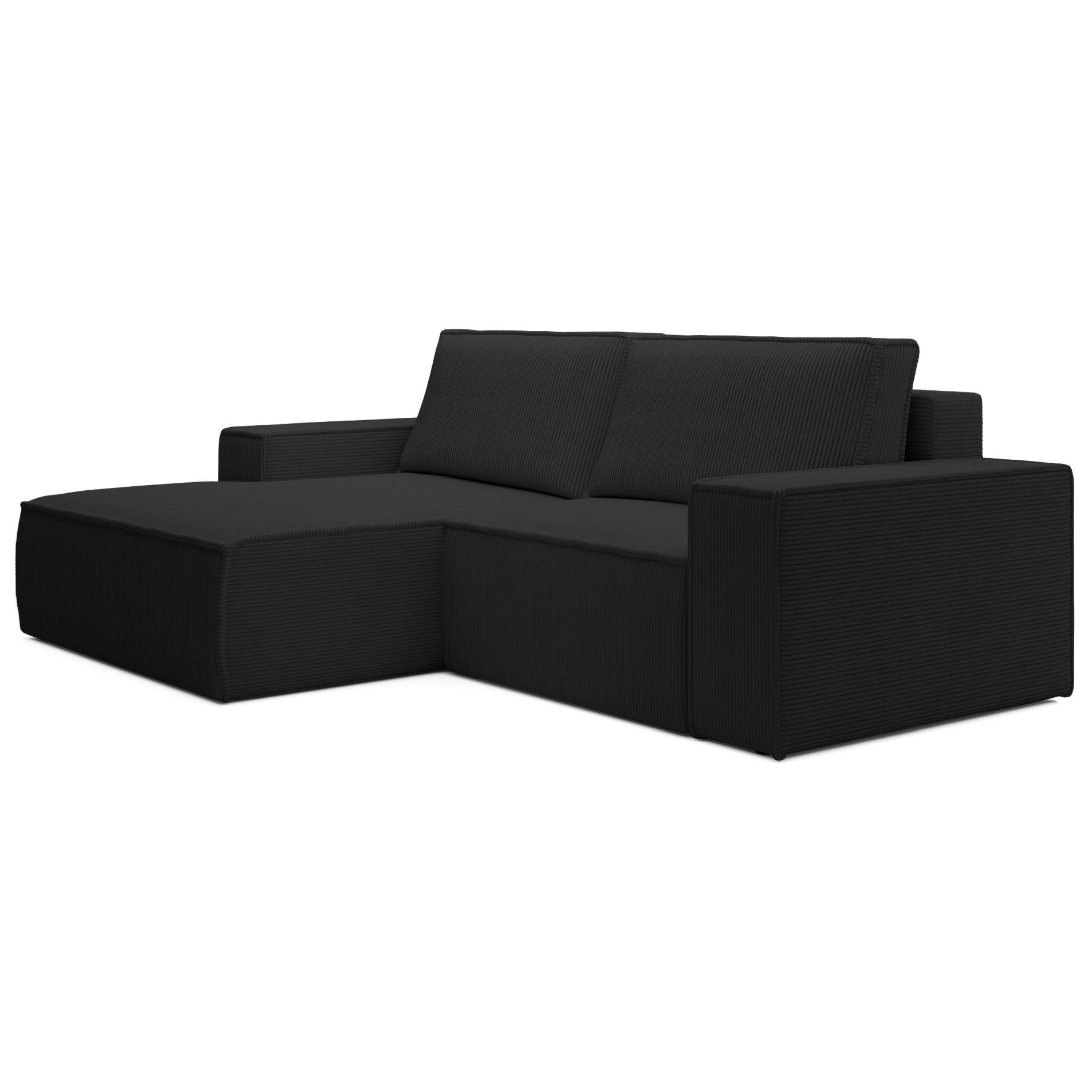 ECKSOFA Farese Mini mit Cordbezug Schwarz, links - Schwarz, Textil (240/167cm) - Selsey