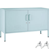SIDEBOARD Baker, Kippschutz, höhenverstellbare Füße, grau/blau - Blau/Grau, Metall (100/65/42.5cm) - tectake