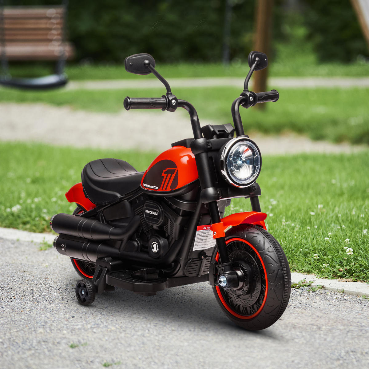 DĚTSKÝ elektrický motocykl Dětský motocykl 6V Dětské vozidlo pro děti ve věku 1,5–3 roky Červený - černá/červená, kov/plast (76/42/57cm) - HOMCOM