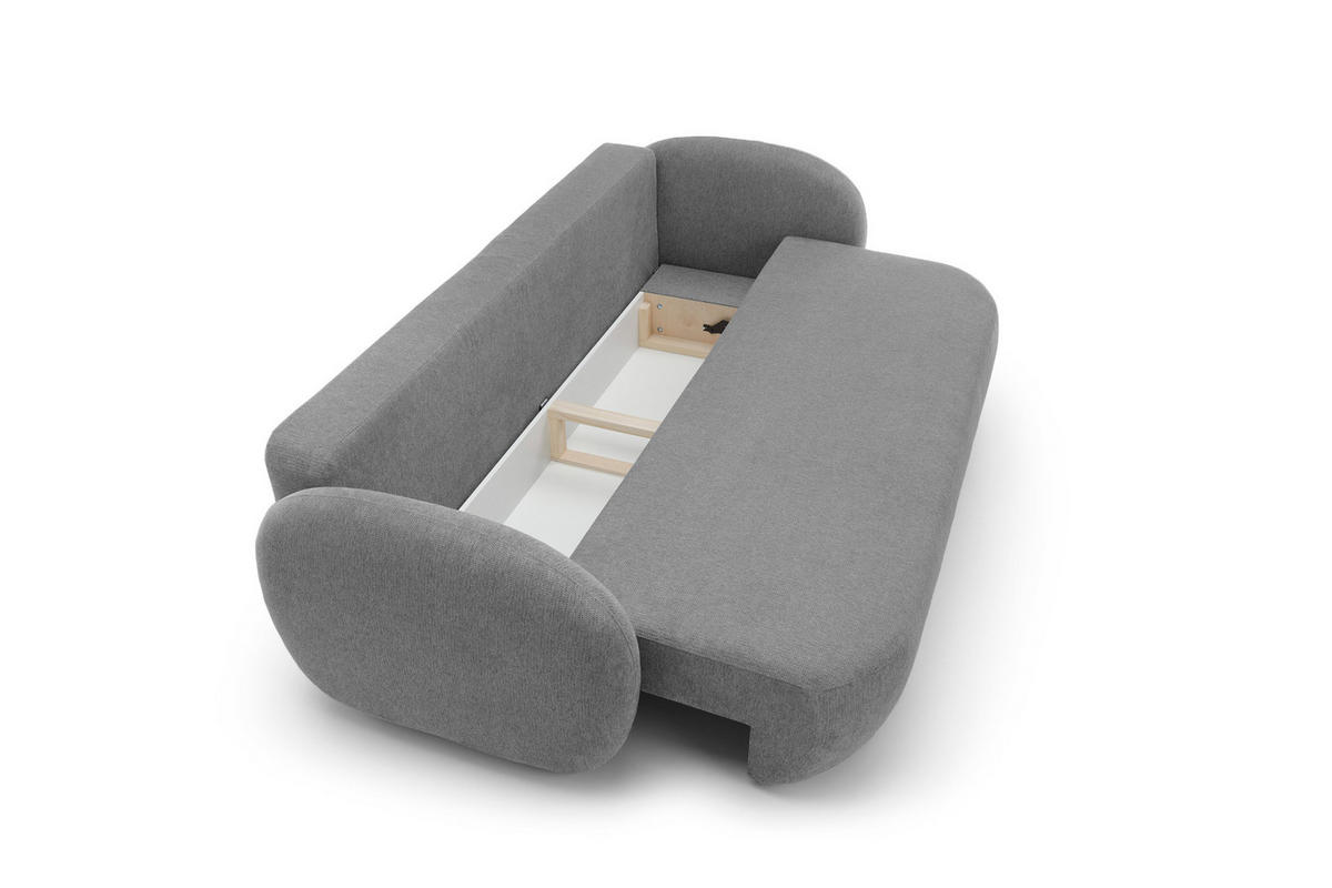 SOFA OLIO Mit Schlaffunktion Und Bettkasten, Bonell-Taschenfederung, Aragon-Stoff, lose Rückenkissen, freistehend, 238x101x86 cm Dark grey - Hellgrau, Holz/Textil (238/86/101cm) - DomoHome