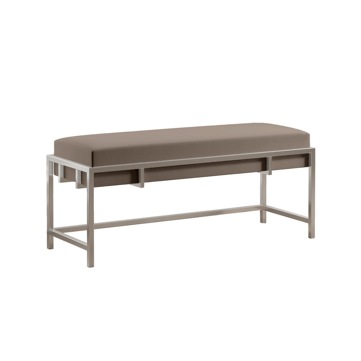 POLSTERBANK LAMO 100 Graubraun, Chromgestell - Chromfarben/Dunkelgrau, Textil/Metall (100/45/35cm) - Bettso