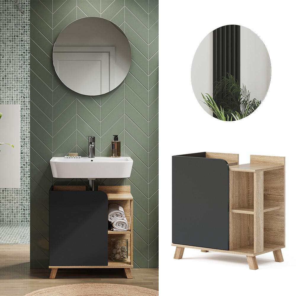Vicco BADMÖBEL-SET Sonoma Eiche, Anthrazit 60cm × 35cm × 65cm