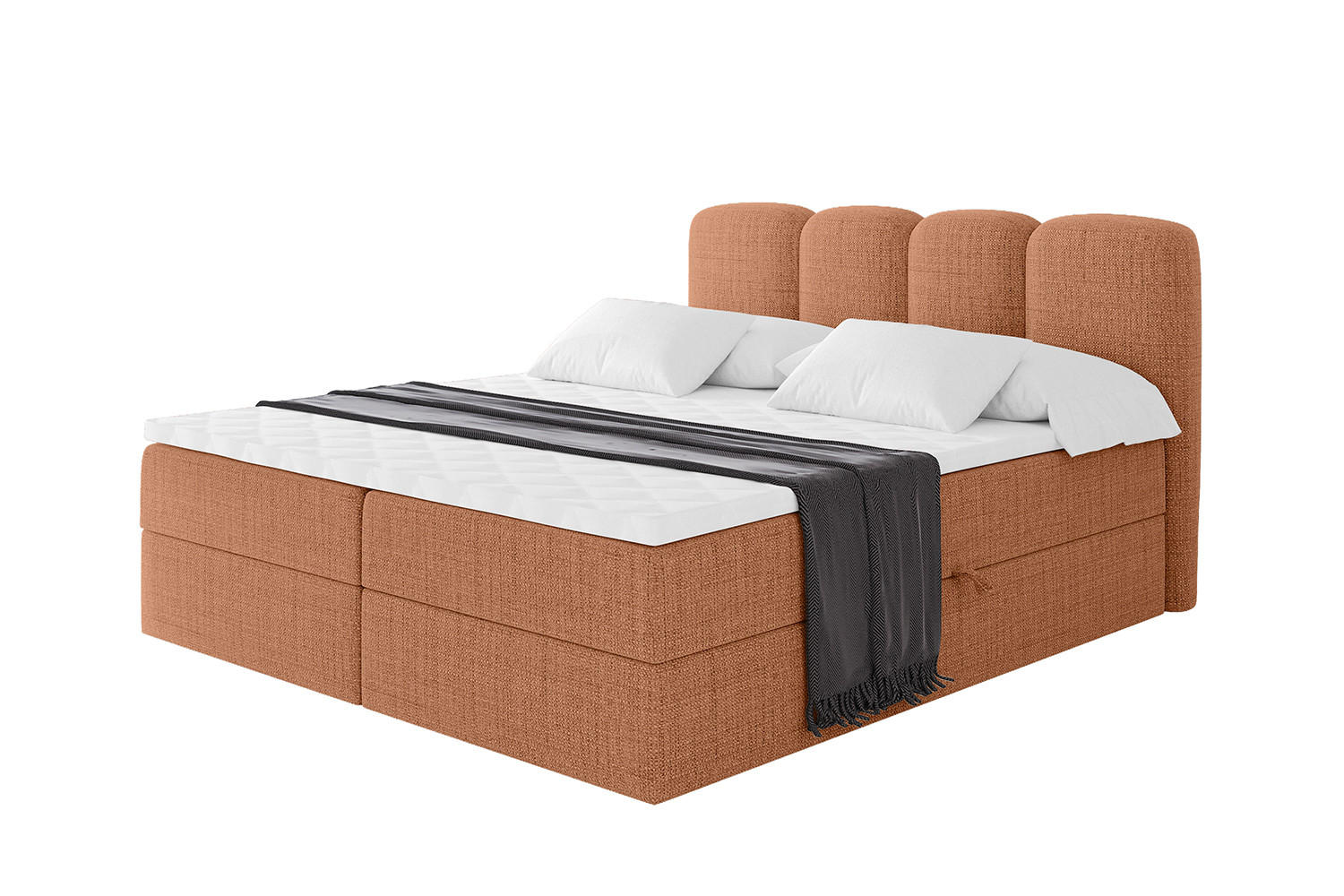 BOXBETT mit Matratze H4 - NINA - 120x200 cm - Apricot - Orange, Holzwerkstoff (120/200cm) - ALTDECOR