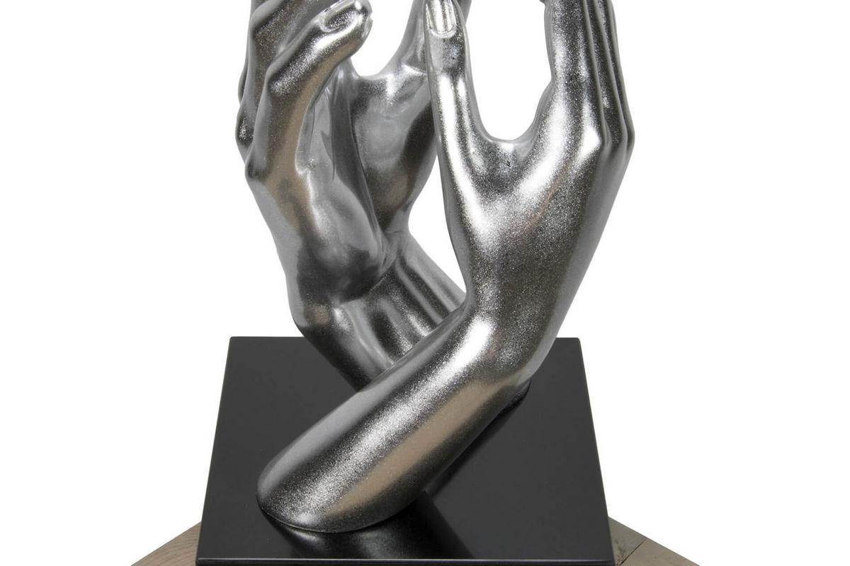 SKULPTUR Silber 21/41 cm - Silberfarben, Stein (4.85/41/21cm) - KUNSTLOFT