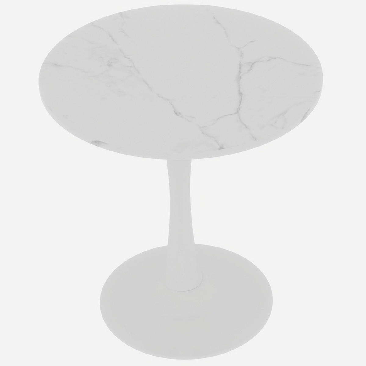 BEISTELLTISCH 70/70/72 cm rund, vielseitig einsetzbar im modernen Design mit Marmoroptik, Weiß - Weiß, Stein (70/70/72cm) - Redom