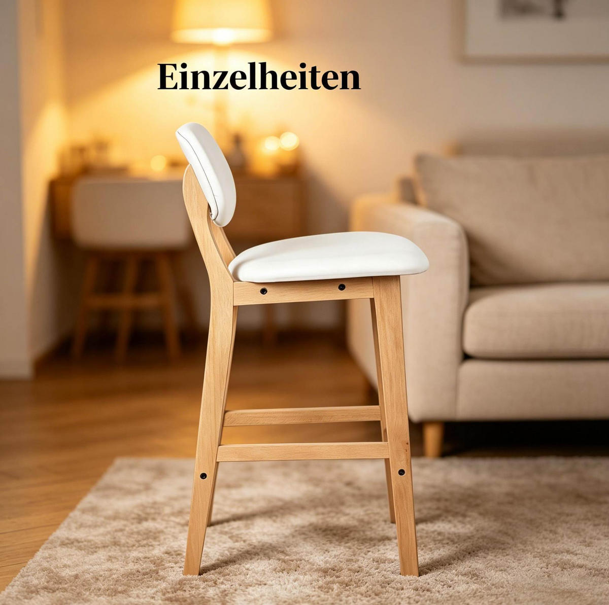 BARHOCKER 2er-Set mit Rückenlehne ca. 91,5 cm Kunstleder Weiß - Weiß, Metall (37.5/91.5/43cm) - Meubliv