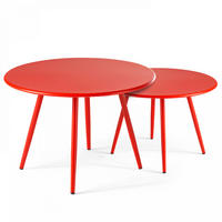 GARTEN-LOUNGETISCH 2-tlg., Rot - Rot, Metall (90/50/34cm) - Oviala