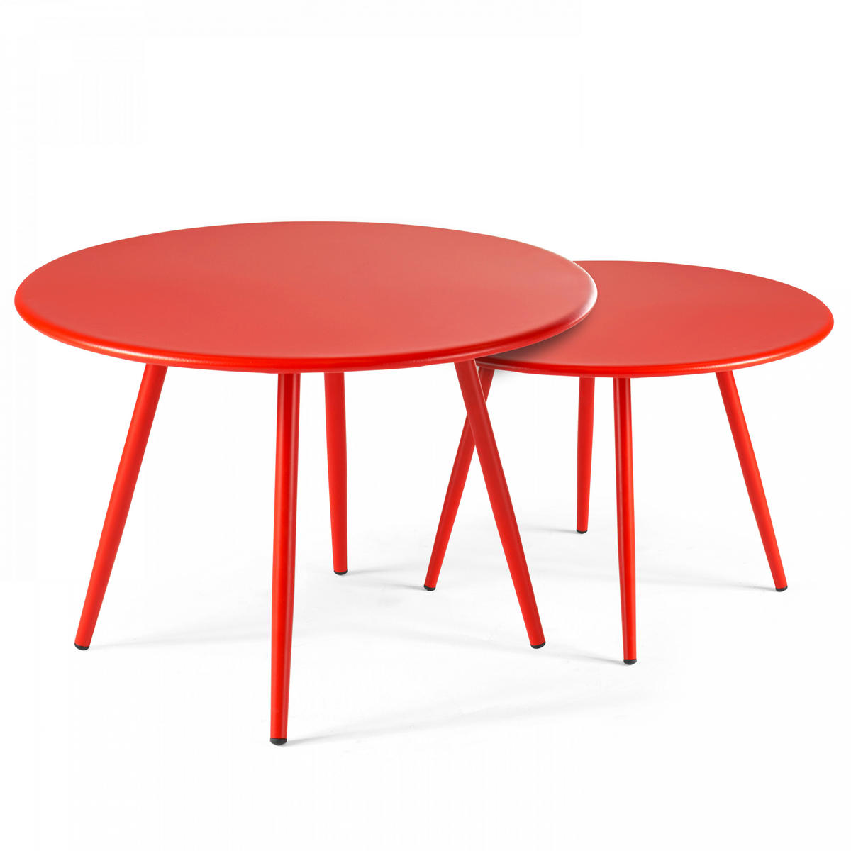 GARTEN-LOUNGETISCH 2-tlg., Rot - Rot, Metall (90/50/34cm) - Oviala