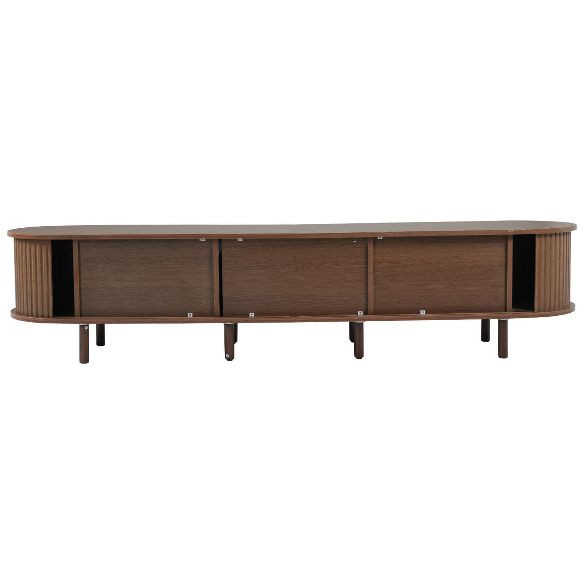 LOWBOARD DE-40325 mit Rattan-Design und ovaler Form Dunkles Walnuss - Eichefarben, Holzwerkstoff (180/40/40cm) - ComfortXL