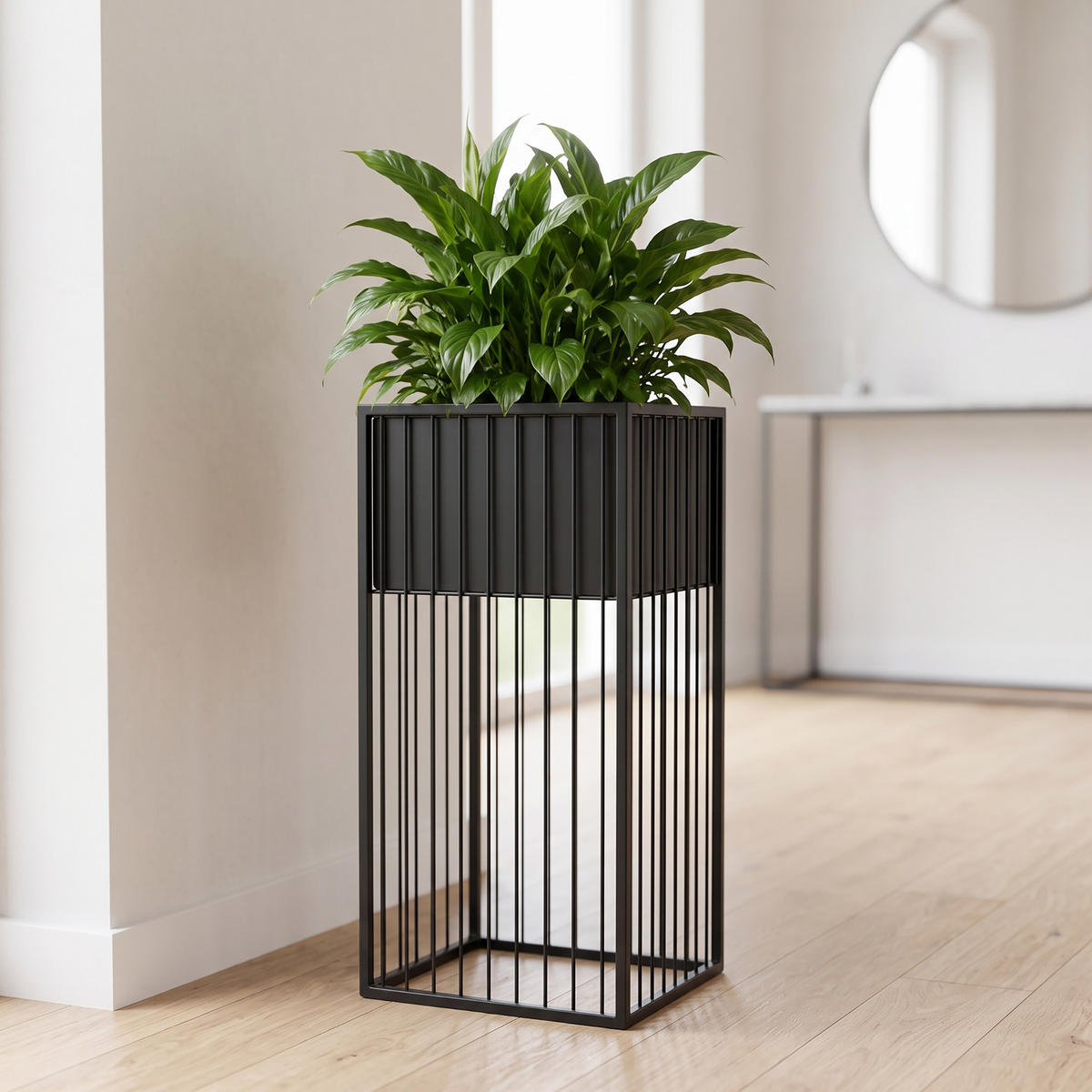BLUMENSTÄNDER Schwarz Eisen höhenverstellbar 61 cm - Schwarz, Metall (30.5/61/30.5cm) - Relaxdays