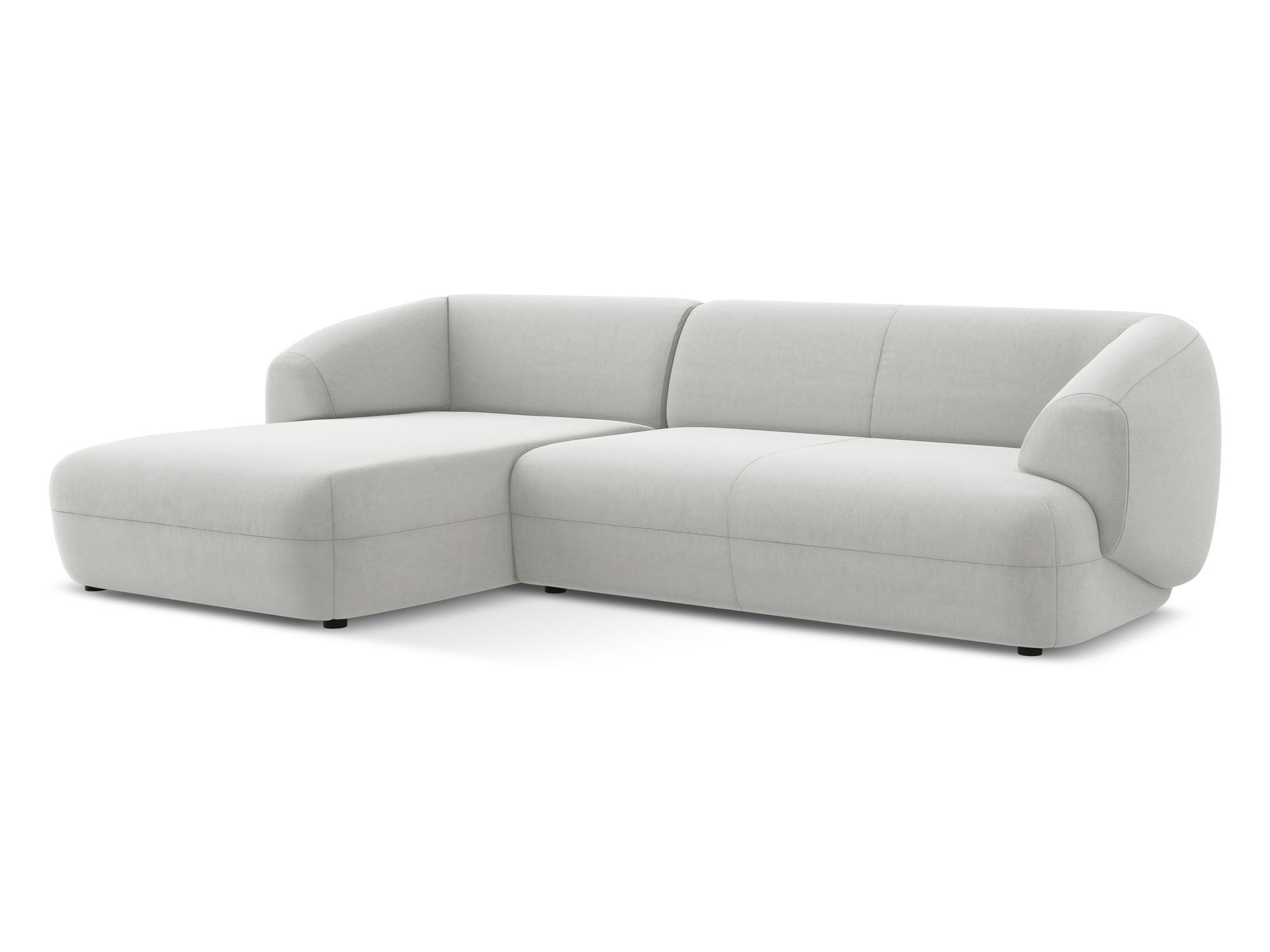ECKSOFA Links Samt Stoff Grau - Silberfarben/Schwarz, Kunststoff/Textil (156/280cm) - Makamii