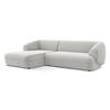 ECKSOFA Links Samt Stoff Grau - Silberfarben/Schwarz, Kunststoff/Textil (156/280cm) - Makamii