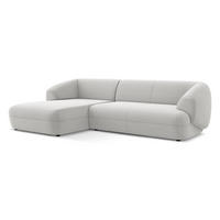 ECKSOFA Links Samt Stoff Grau - Silberfarben/Schwarz, Kunststoff/Textil (156/280cm) - Makamii