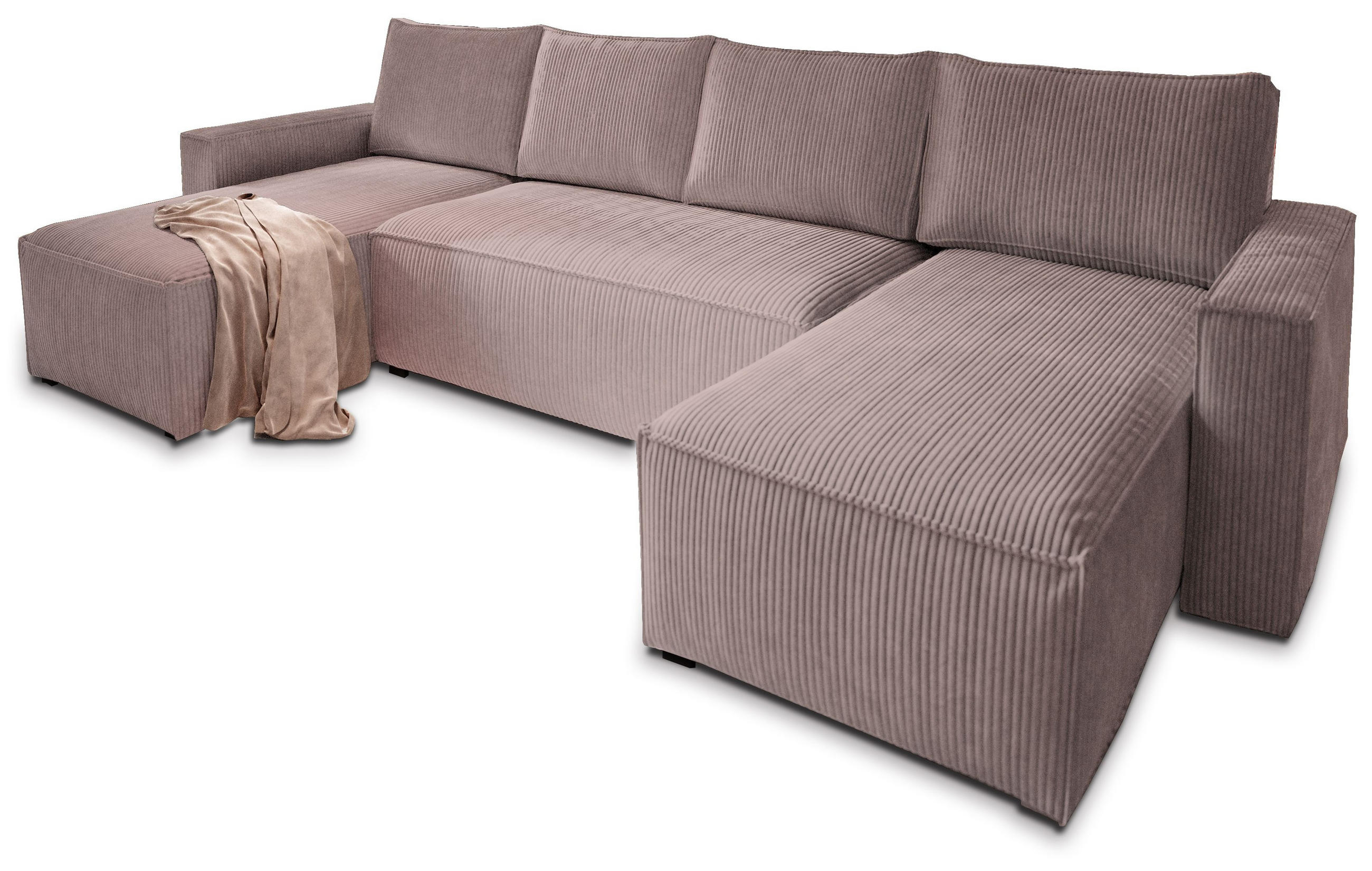 ROHOVÁ SEDAČKA ASPRA šeříková - šedá/šeříková, dřevo/textil (295/140cm) - MASSENO