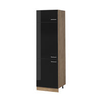 DULAP ÎNALT R-Line, Negru lucios ridicat/Stejar auriu, 60 cm - stejar miere/negru cu luciu intens, compozit lemnos (60/206.8/57.2cm) - Vicco