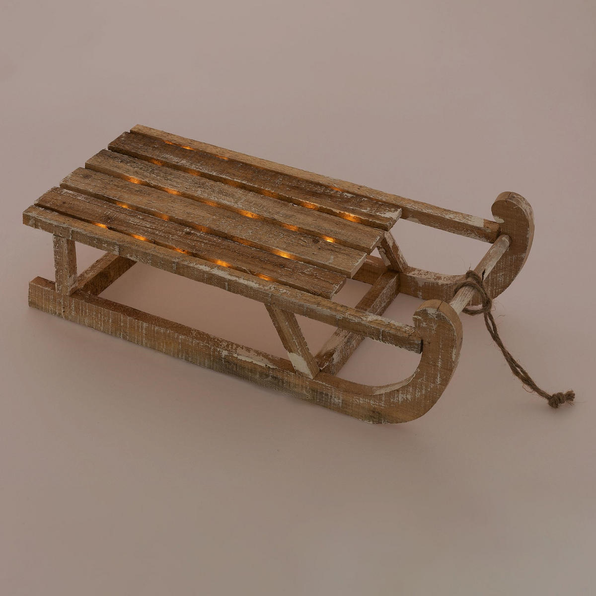 WEIHNACHTSSCHLITTEN 50,5 cm Braun aus Holz mit LED - Braun, Holz (23.5/13.5/50.5cm) - ECD-Germany