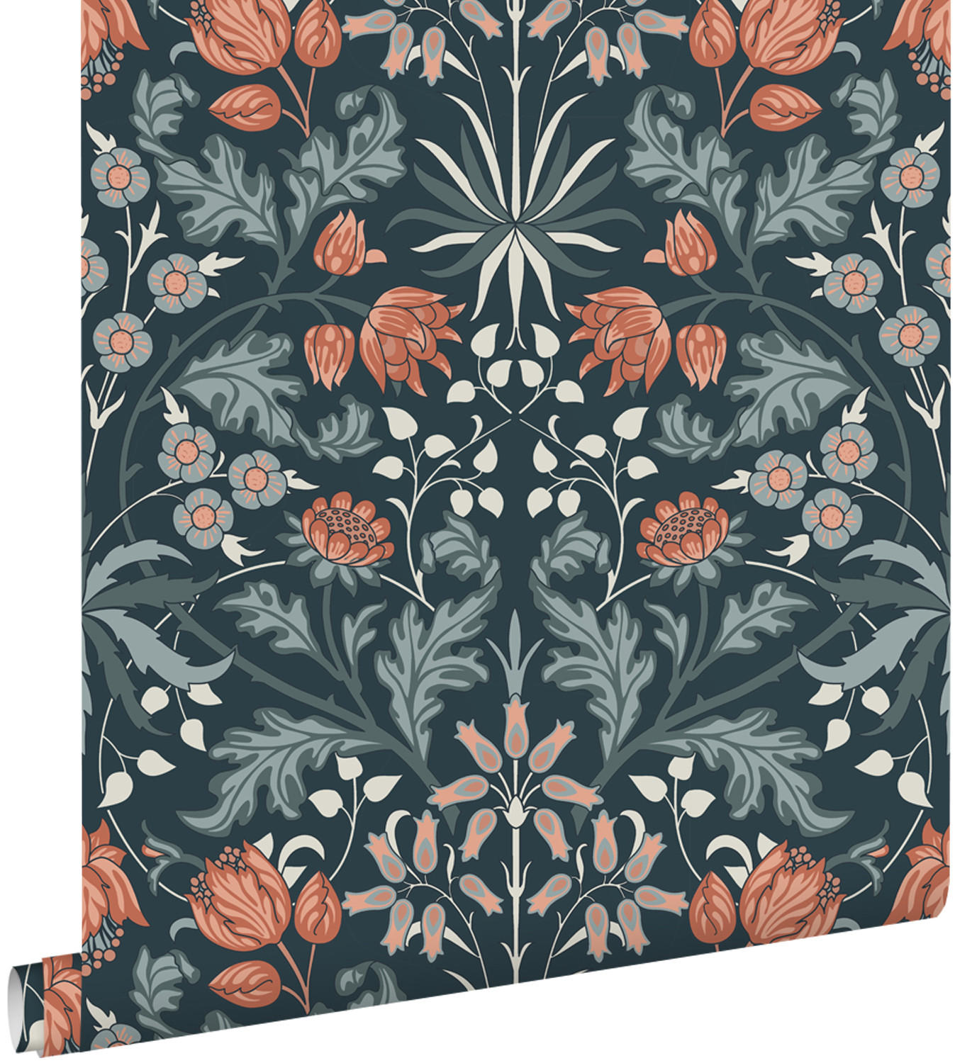 TAPETE Blumenmuster im Jugendstil 50 x 900 cm - Blau, Papier (50/900cm) - ESTAhome
