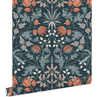 TAPETE Blumenmuster im Jugendstil 50 x 900 cm - Blau, Papier (50/900cm) - ESTAhome
