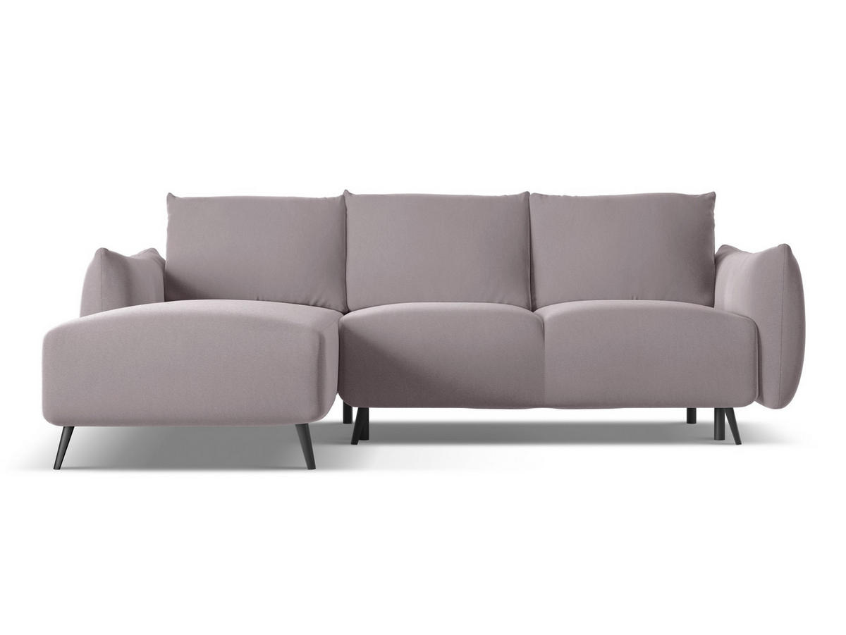 ECKSOFA mit Schlaffunktion Samt Stoff Violett - Lila/Flieder, Textil/Metall (162/242cm) - Makamii