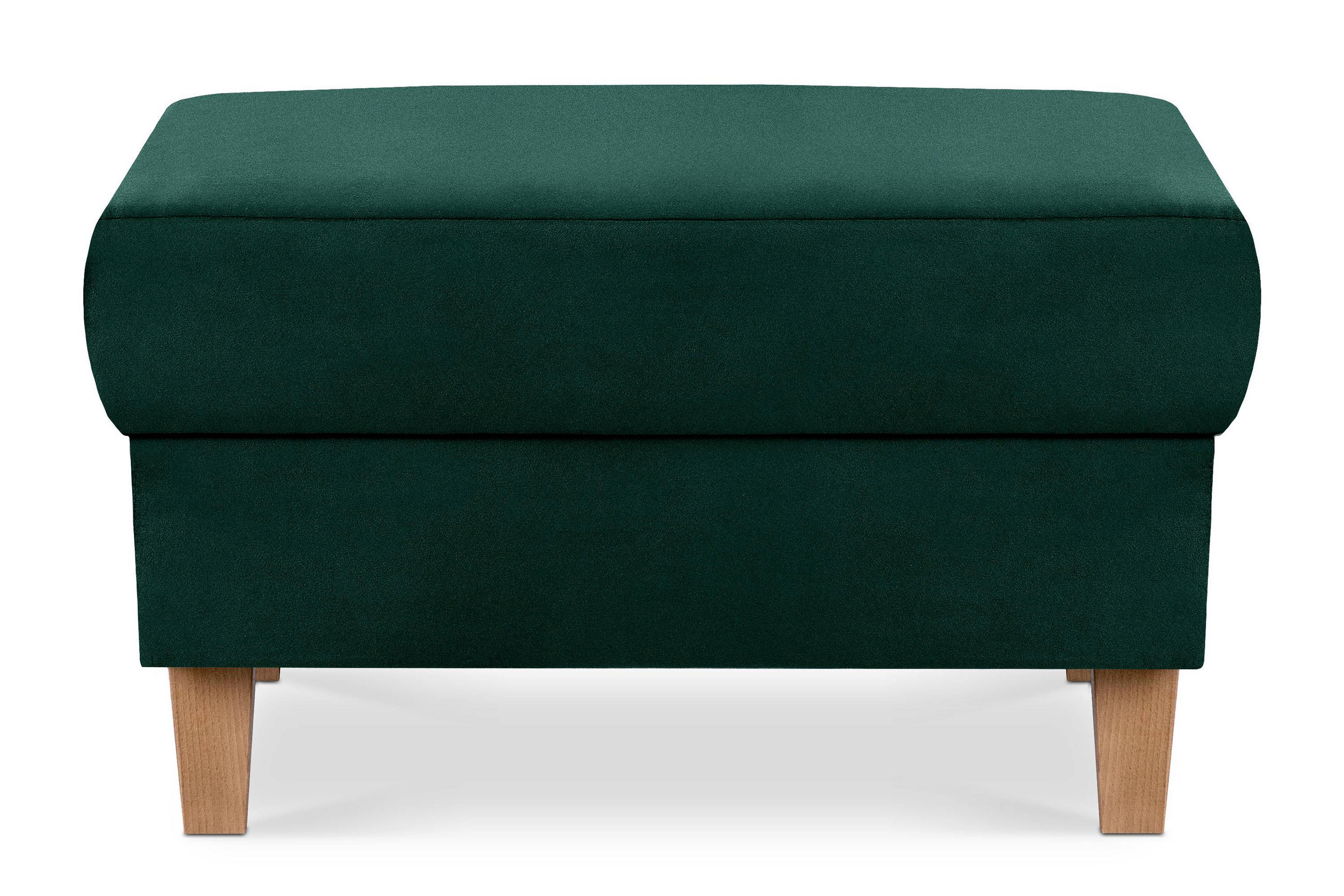 SITZHOCKER ERISO Polsterhocker aufklappbarer, Velour-Stoff, dunkelgrün - Dunkelgrün/Braun, Textil (71/43/71cm) - KONSIMO®