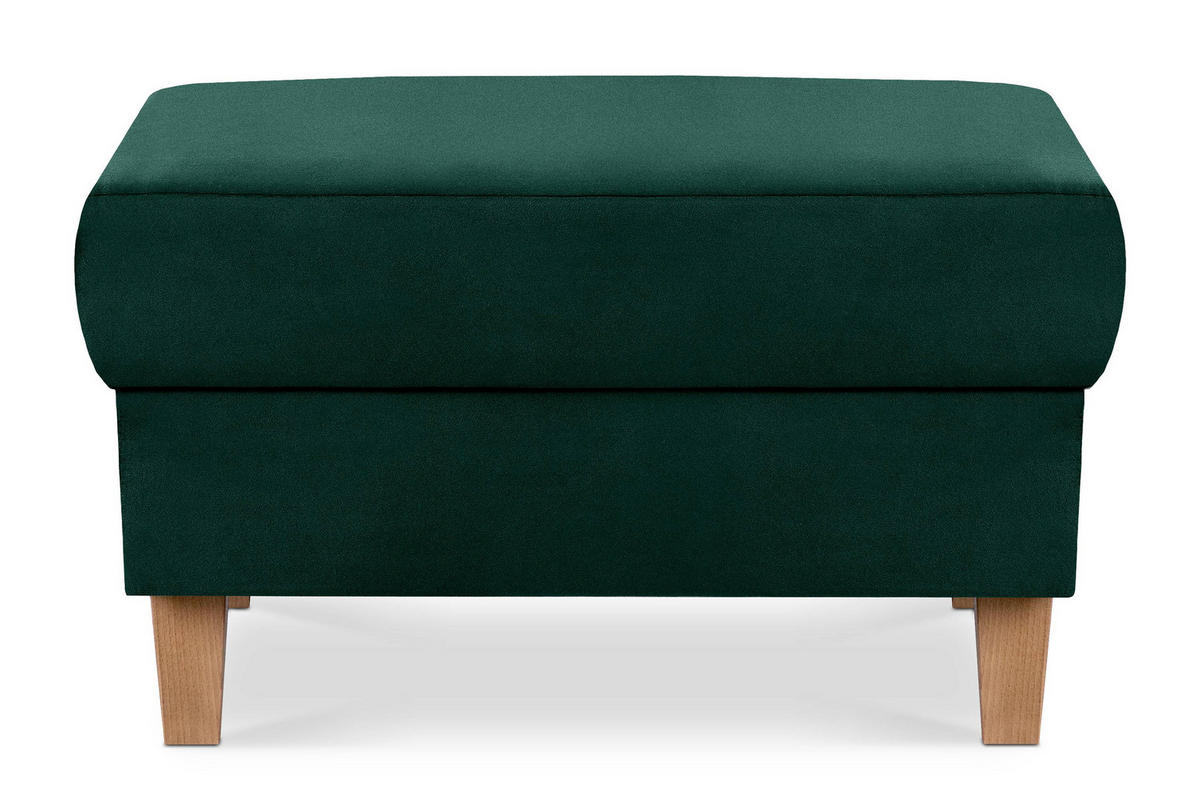 SITZHOCKER ERISO Polsterhocker aufklappbarer, Velour-Stoff, dunkelgrün - Dunkelgrün/Braun, Textil (71/43/71cm) - KONSIMO®