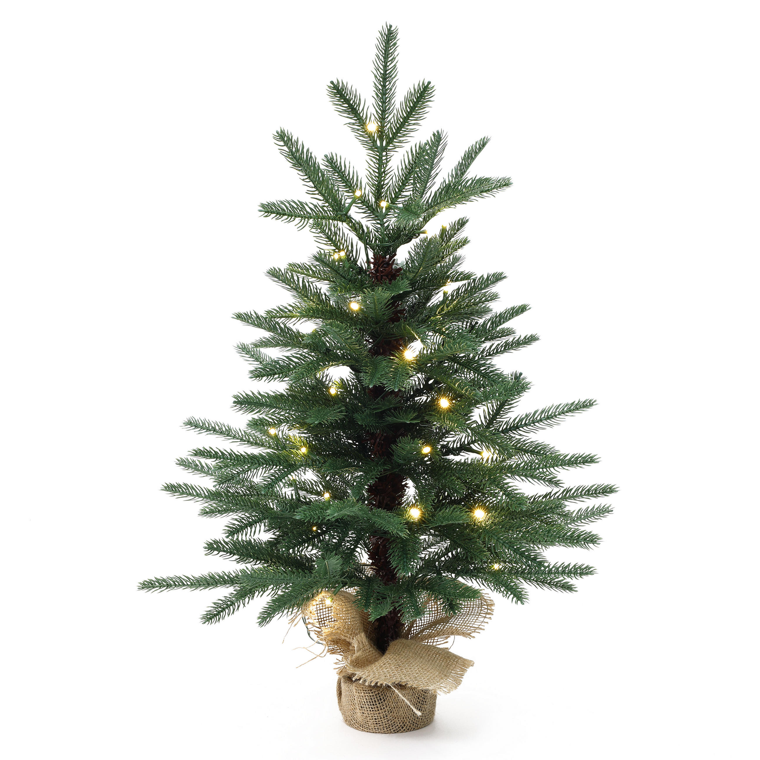 MINI Weihnachtsbaum 68 cm mit LED & Jutebasis - Grün, Kunststoff (43/68cm) - Hometopia