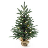 MINI Weihnachtsbaum 68 cm mit LED & Jutebasis - Grün, Kunststoff (43/68cm) - Hometopia