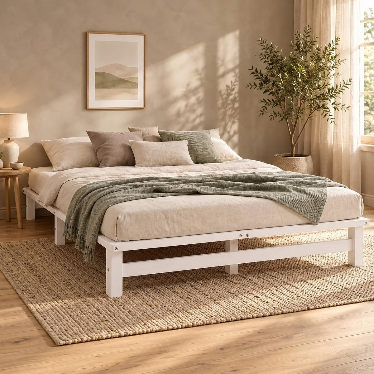 HOLZBETT mit Matratze 140/200 cm weiß - Weiß, Holz (140/200cm) - Homestyle4u