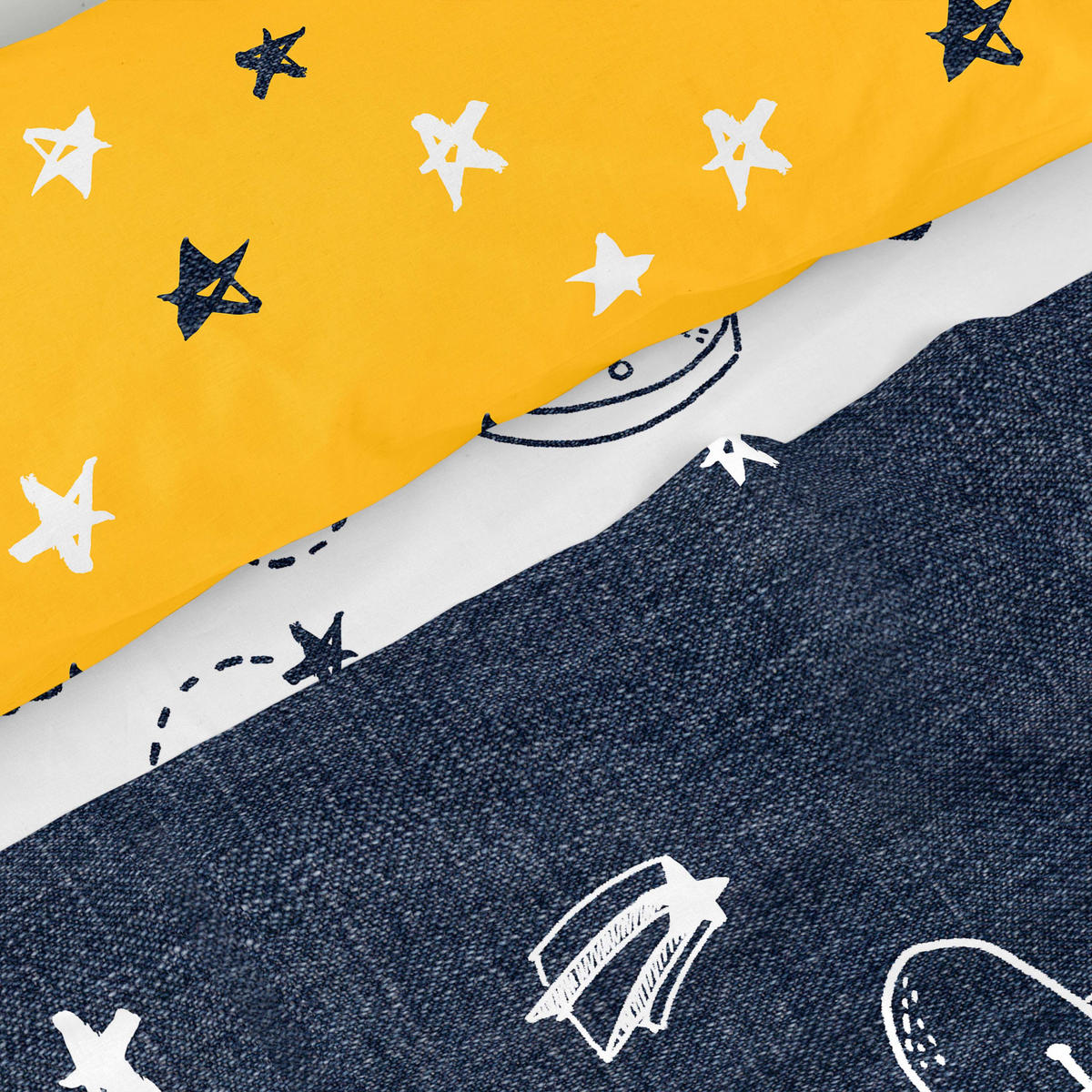 BETTWÄSCHE 2er-Set teiliges starspace 180x270 cm mehrfarbig - Multicolor, Textil (180/270cm) - Happy Friday