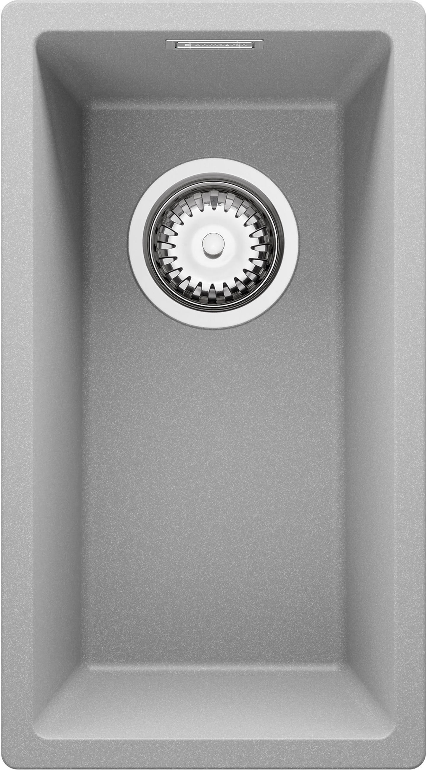 SPÜLBECKEN London Slim, 2-er set Grau 26/47 cm 1 Becken + Ablauf-Set ab 30er Unterschrank - Chromfarben/Grau, Kunststoff (26/20/47cm) - Primagran