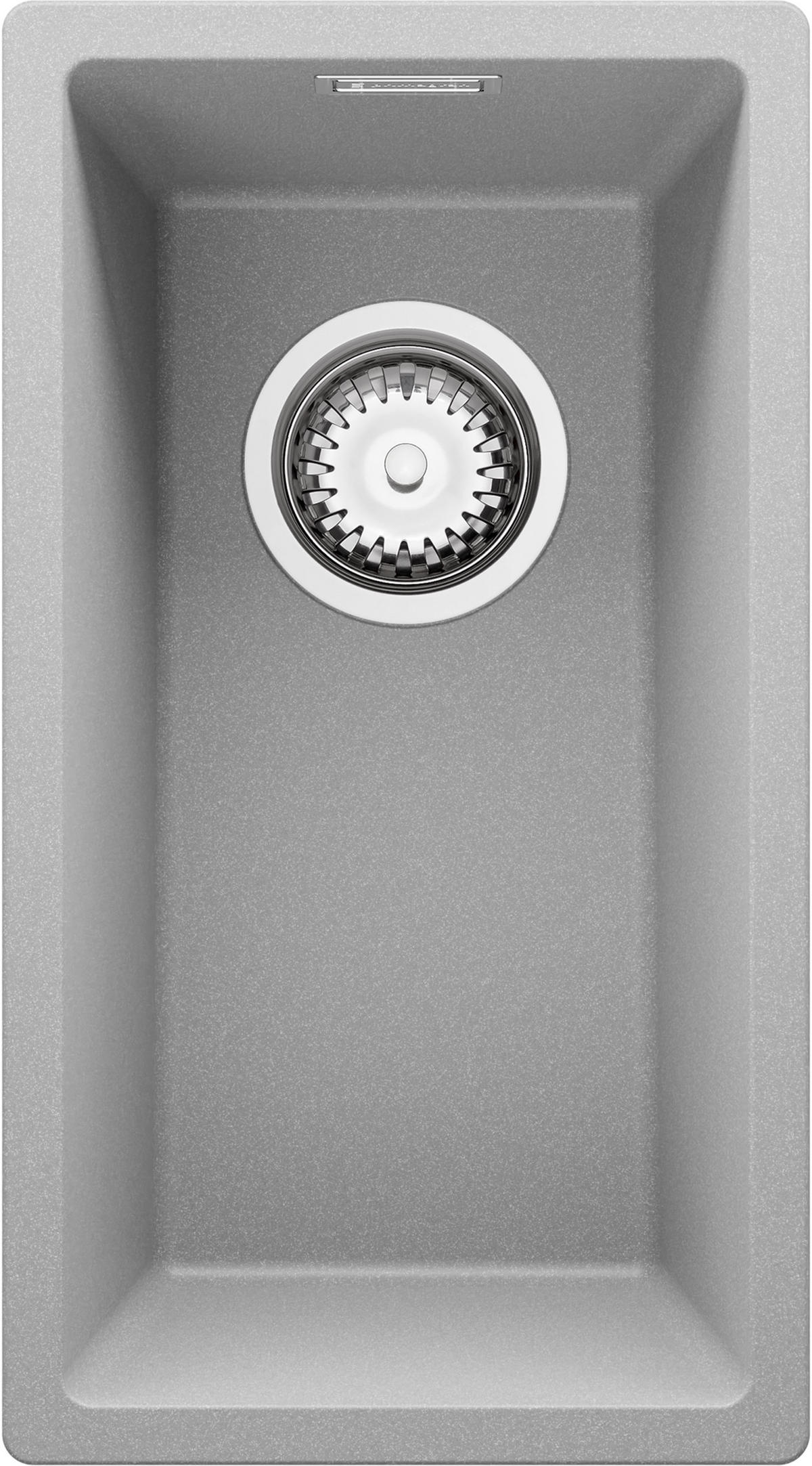 SPÜLBECKEN London Slim, 2-er set Grau 26/47 cm 1 Becken + Ablauf-Set ab 30er Unterschrank - Chromfarben/Grau, Kunststoff (26/20/47cm) - Primagran