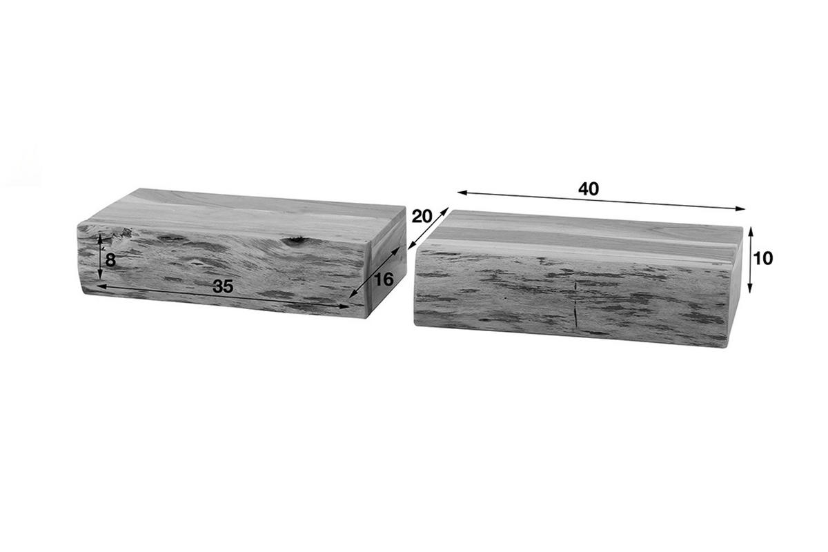 NACHTTISCH SESA 2ER SET Holz Akazie - Braun, Holz (40/10/20cm) - KAWOLA