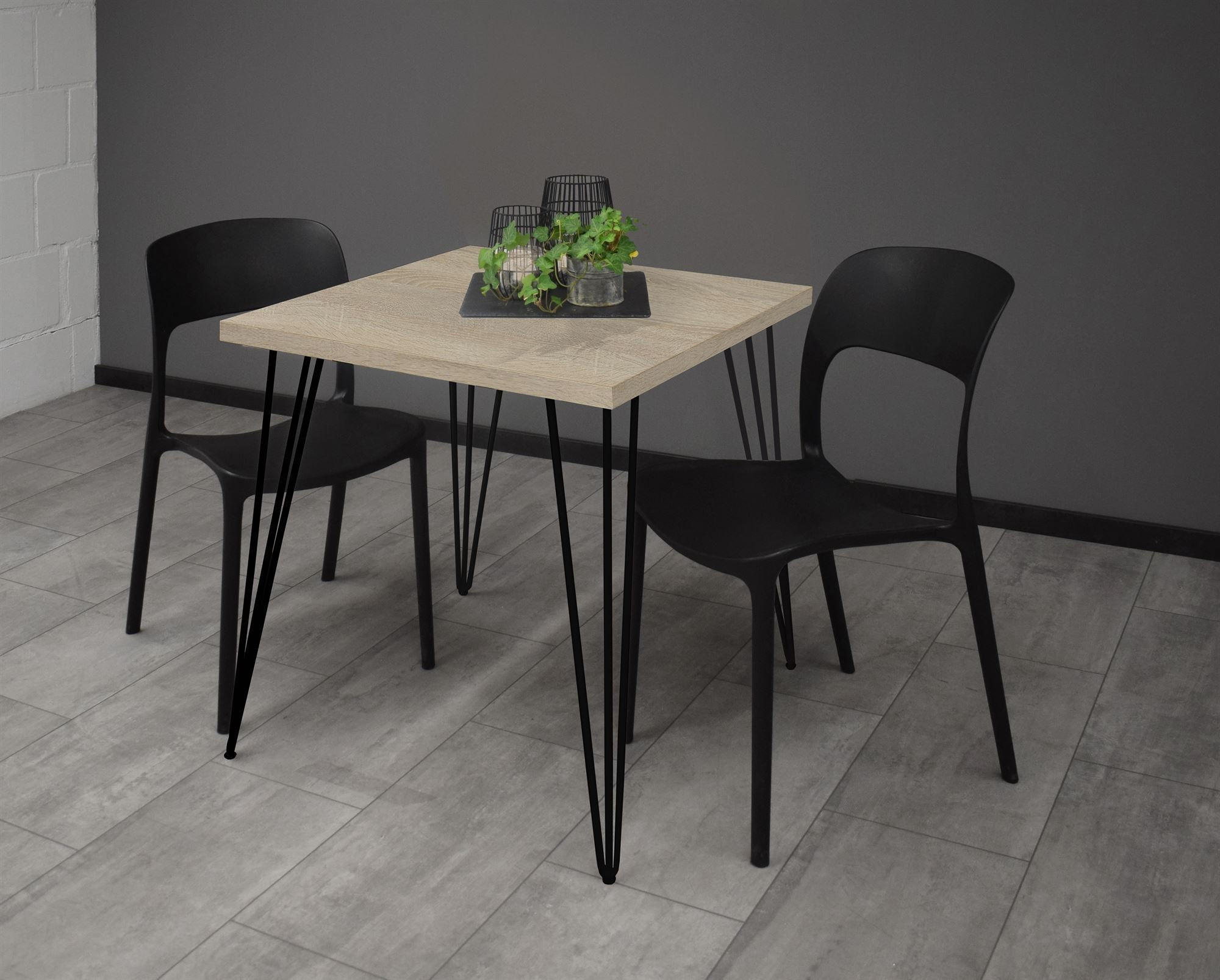 BARTISCH Eirena 70x70x75 schwarz matt/eiche sägerau - Graubraun, Metall (70/70/75cm) - 58aufmkessel