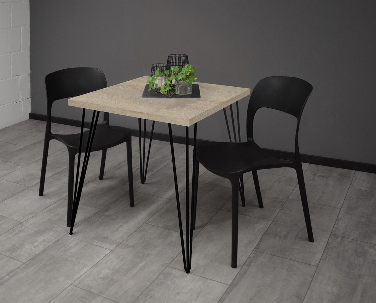 BARTISCH Eirena 70x70x75 schwarz matt/eiche sägerau - Graubraun, Metall (70/70/75cm) - 58aufmkessel