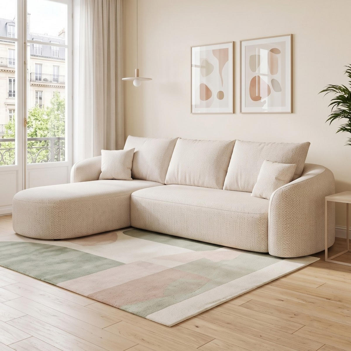 ROHOVÁ POHOVKA Modulární cloud pohovka bílá 266 cm – levé provedení - bílá, textil (266/168cm) - Urban Meuble