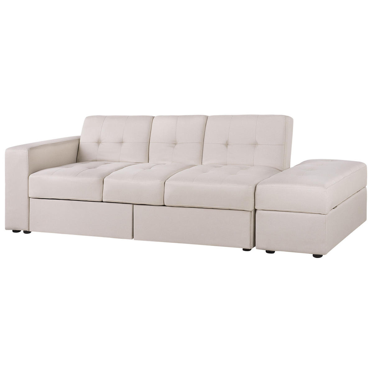 3-SITZER-SCHLAFSOFA beige mit Stauraum Ottomane Falster - Beige, Textil (210/71/94cm) - Beliani