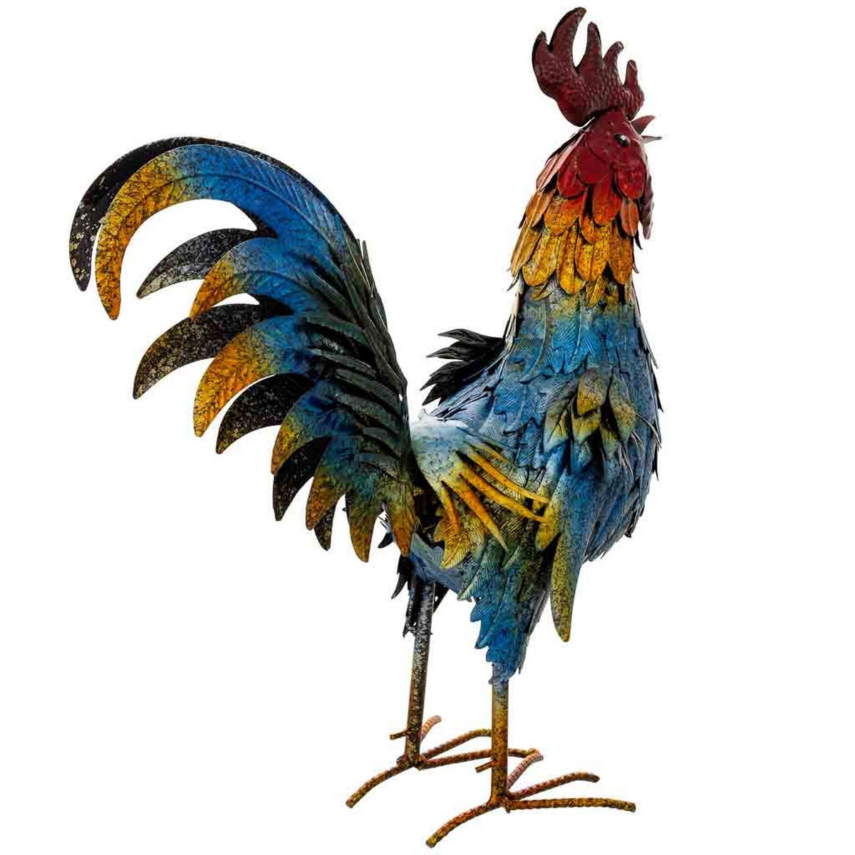 HAHNFIGUR aus metall 41x16x54cm - Blau, Metall (41/54/16cm) - Wanderlust