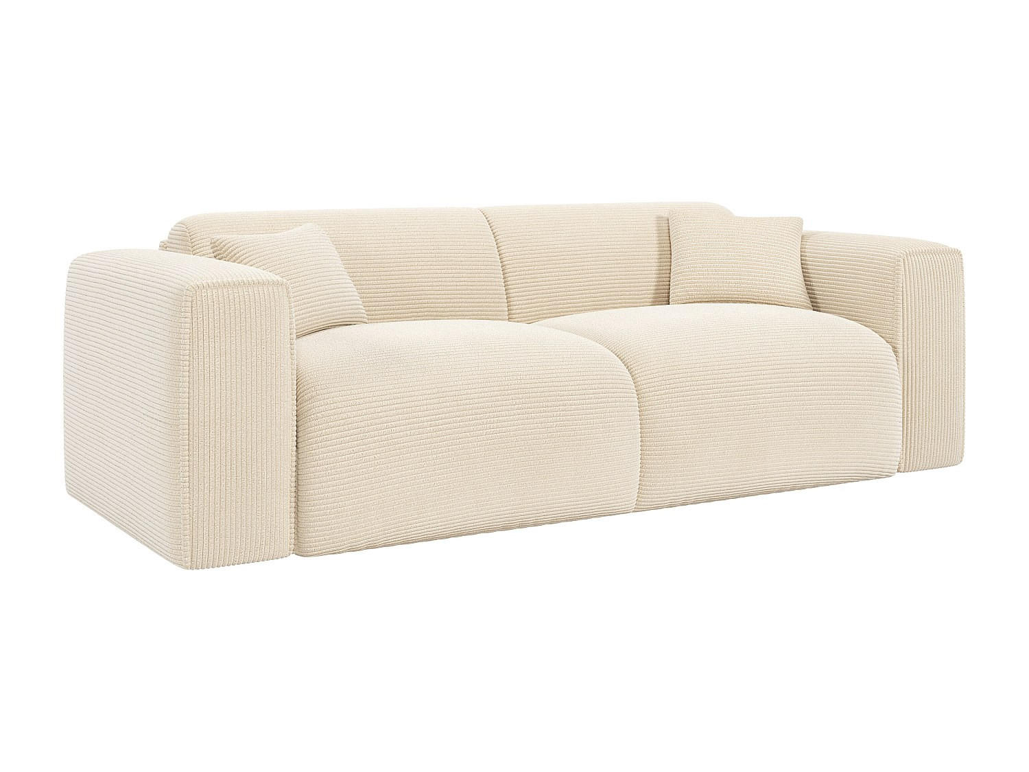 SOFA 3-Sitzer mit Matratze - Cord - Beige - POGNIA - Beige, Textil (216/73/100cm) - Vente-Unique