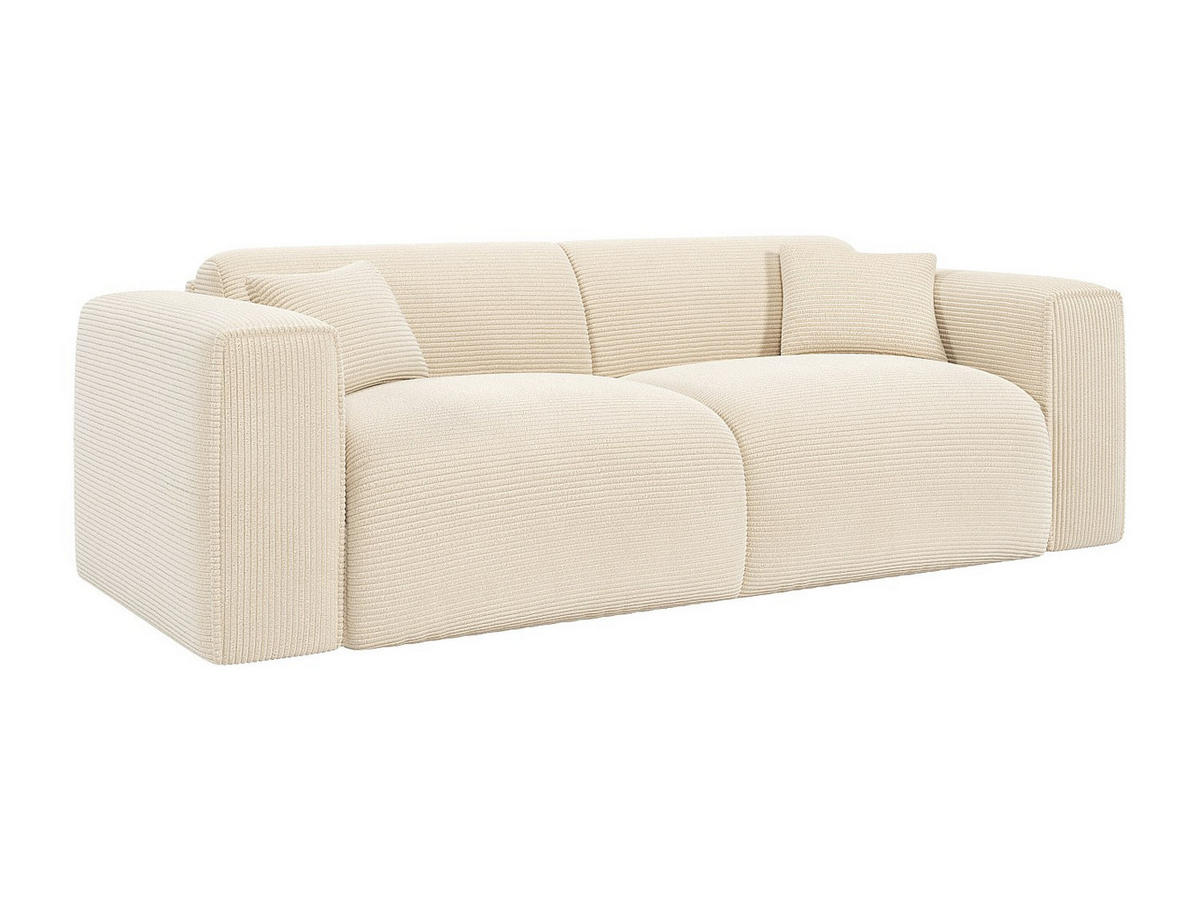 SOFA 3-Sitzer mit Matratze - Cord - Beige - POGNIA - Beige, Textil (216/73/100cm) - Vente-Unique